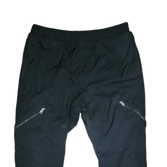 Zanerobe Pants Mens Size 38 Solid Black Pull On Cargo Utlity Joggers Zippers - Picture 2 of 4